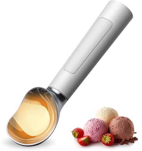 Heated Ice Cream Scooper，Stainless Steel Heated and Rechargeable Ice Cream Scoop,Electric Ice Cream Scoop with LED Display,IP67 Waterproof,Effortless Scooping for Hard Ice Cream!