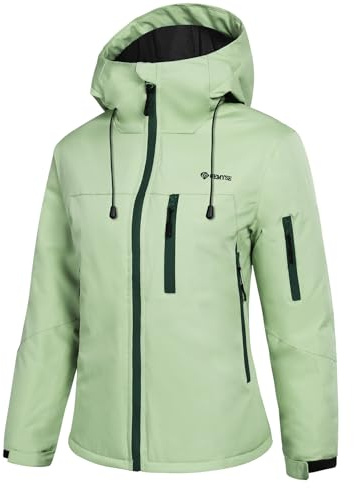 GEMYSE Veste de Ski Femme Imperméable et Coupe-Vent Manteau Chaud avec Capuche Réglable et Ourlet Ajustable pour Randonnée et Neige