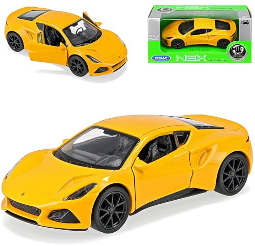 Welly Lotus Emira Coupe Gelb Ab 2022 ca 1/43 1/36-1/46 Modell Auto mit individiuellem Wunschkennzeichen