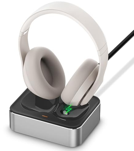Headphone Charging Station for Beats Studio Pro & Studio 3 - Magnetic Headset Charger Stand with Dual USB-C & Micro-USB Connectors (Silver)