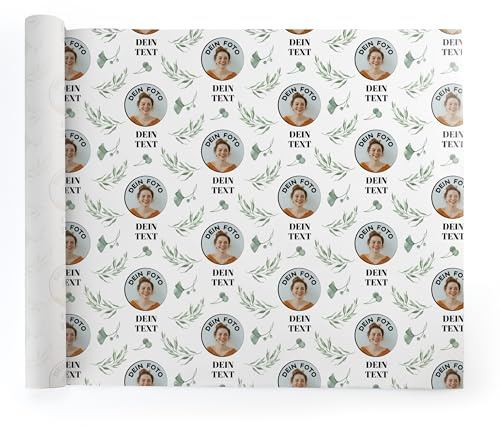 Geschenkpapier personalisiert – zu Geburtstag, Weihnachten, Hochzeit selbst gestalten – mit Foto und Name – Rolle: 47 cm breit, ab 1 m lang – (Motiv 1 - Zweige)