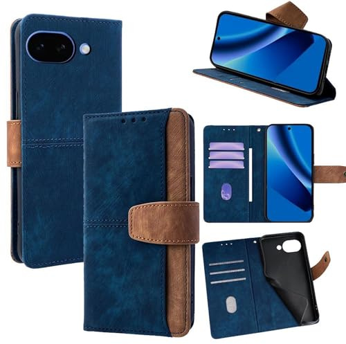 Wigento Klapp Hülle für Google Pixel 10a, RFID Schutz, Kartenfach, Standfunktion, TPU stoßfest, präzise Aussparungen Handyhülle (Blau)