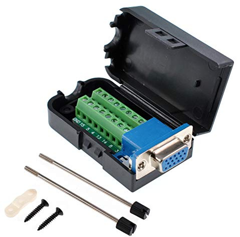 Oiyagai DB15 3+9 D-SUB VGA Femmina 3 Righe 15 Pin Adattatore con Terminali a Vite, Scheda Breakout per Modulo Segnale con Custodia, Senza Saldatura