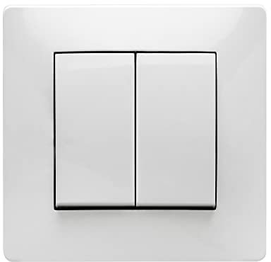 FAMATEL – Doble conmutador | Interruptor de empotrar | Serie Habitat 15 | Fácil instalación | Alta estanqueidad del producto | 10A | 250V | Blanco