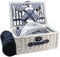 HappyPicnic Wicker Picknickkorb Besteckservice Picknickkorb Isolierter Kühltasche Picknick Set Korb aus Weidengeflecht, für Camping,Outdoor, Weihnachten (L for 4 Persons White)