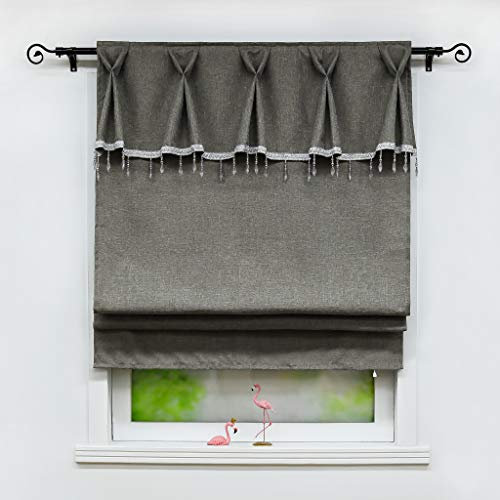 Joyswahl Raffrollo Pastorale Art Blickdichte Bändchenrollo mit Perlen Dekorativ »Stella« Schals mit Tunnelzug Fenster Vorhänge BxH 140x140cm Grau 1er Pack
