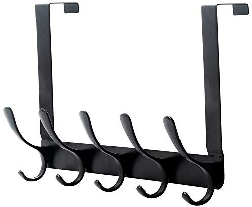 SKOLOO Over The Door Hook, Coat Hooks for Hanging Clothes, Towels, Coats, Hats, Over The Door Towel Hook, Black, Assembly Required