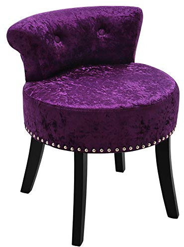 Qivange Dressing Table Stool-Ice Velvet Bedroom Dressing Table Chair Small Guest Bedroom High Elastic Sponge Chair, For Guest Room Hall (Purple)