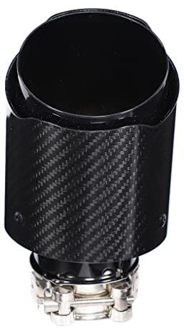 Punta de escape universal de acero inoxidable, 63-101mm Punta de escape universal de acero inoxidable, fibra de carbono brillante Coche Tubo de escape recto Punta trasera Cola Garganta