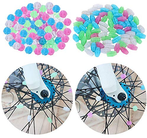 JAHEMU Kinderfahrrad Zubehör Speichenclips Speichenklicker Fahrrad Speichenperlen Leuchtendes Räder perlen Fahrrad Dekor für Mädchen Kinder 144 Stück