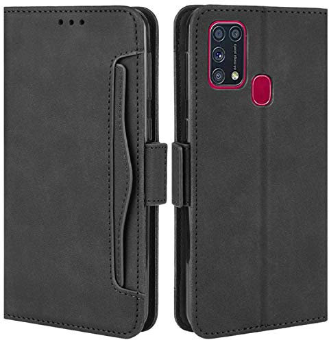 HualuBro Cover per Samsung Galaxy M31, Flip Cover a Libro in Premium PU Pelle Magnetica Antiurto Case Portafoglio Custodia per Samsung Galaxy M31 - Nero