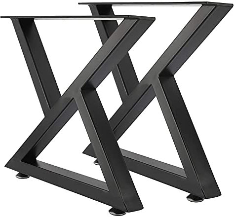 HighFree 2 schwarze Metall-Bankbeine, 40,6 cm hoch, industrielle, rustikale Vierkantrohr-Tischbeine, Couchtischbeine, robuste Metallbeine für DIY-Bank, X-förmige Tischbeine