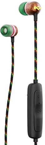 House of Marley Cuffie Wireless 2 In-Ear con Isolamento Acustico Bluetooth, 9 Ore di Riproduzione con Ricarica Rapida, IPX-4, Microfono Certificato FSC, Taglia Unica, Multicolore (Rasta)