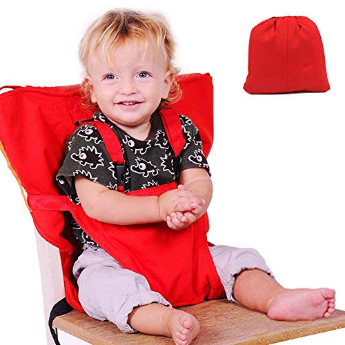 Tragbarer Babysitz Sicherheitsgurt Kleinkind Hochstuhl Sitzbezug Verstellbar Sicherheit Waschbar Sack Gurtsitze Abdeckung für Kleinkinder (Rot)