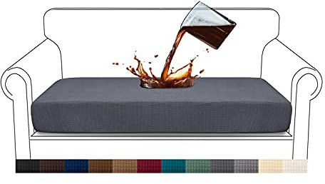 Granbest Premium Wasserdicht Sofa Sitzkissenbezug, High Stretch Jacquard Sitzkissenschutz Sofasitzbezug für Couch (2 Sitzer, Grau)