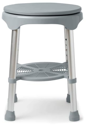 Medline Durable Aluminum Frame, Round Swivel Shower Stool, Gray, Supports up to 300lbs.