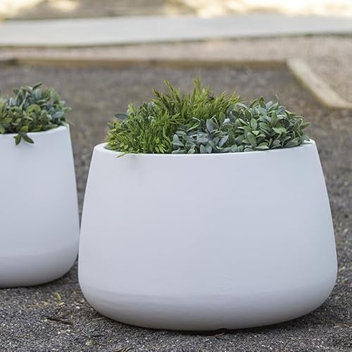 MOOVERE Macetero de Color Opaco Polietileno, legero, Resistente, para Plantas y Flores (60cm, Blanco)