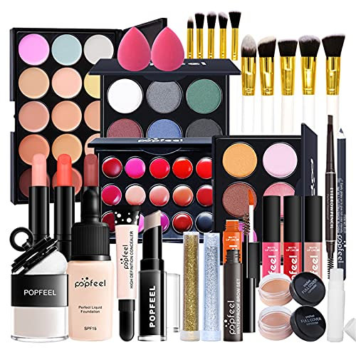 All in One Make Up Set, Schminke Set für Frauen, Makeup Set Starter Kit Multifunktions Kosmetik Schmink Kit mit Lidschatten Palette, Lippenstift, Eyeliner, Mascara, Pinsel Für Frauen Mädchen
