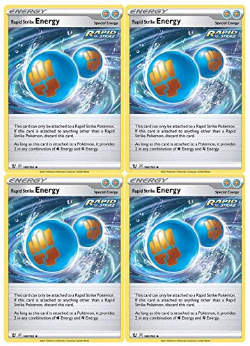 Pokemon Juego de cartas de energía especial, energía de golpe rápido, 140/163, estilos de batalla, espada y escudo, 4 cartas de energía