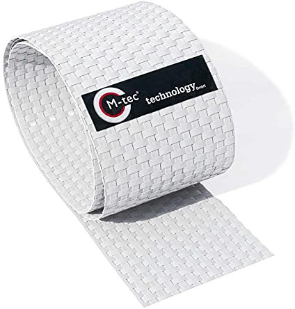 M-tec technology Rattan Sichtschutzstreifen M-tec Lounge | 19cm x 2,55m (HxL) | Farbe: weiß | 1 Stück