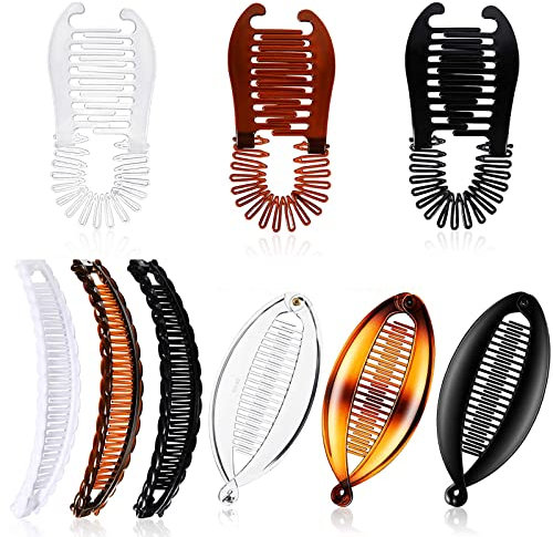 VEGCOO 9 Stück Bananen Clip Set Bananenspange Bananen Fischschwanz Haarspange Fischschwanz Weibliche Haarnadel Pferdeschwanz Festes Dünnes Haar