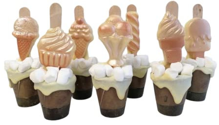 Set of 3 Hot Drink Stirrers with Marshmallows & Ice Cream – Handmade Gourmet Spoons – Individually Wrapped Gift
