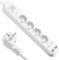 deleyCON 5m Multiprise 4 Compartiments avec USB 4X Prises de Contact de Protection 2X Prise de Chargement USB-A par ex. Téléphone Portable et Tablette Protection de Survoltage Bouton on/Off Blanc