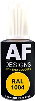 Alex Flittner Designs Lackstift RAL 1004 GOLDGELB glänzend 20 ml | Hochwertiger Lackstift auf Acrylbasis - ideal geeignet für Hobby, Freizeit, Modellbau, Basteln und um Kunststoff - oder