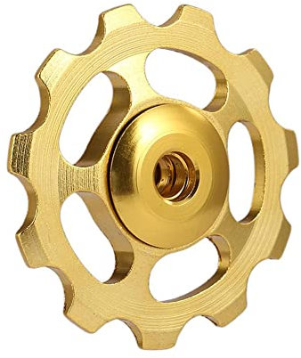 Schaltwerkführung, Asudaro Schaltwerkrolle Aluminium, Schaltwerkrolle Lager Aluminium, Rolle aus Aluminiumlegierung, geeignet für 11-Zähne-Fahrrad, 4 cm x 1 cm Gold