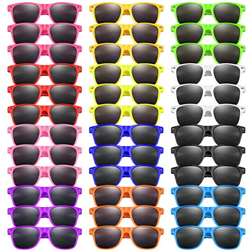 Bouiexye 36 Stück Kinder Sonnenbrillen Neon Jungen Mädchen Kinder Party Favor Taschenfüller Strand Pool Geburtstagsfeier/Jungen Mädchen Geburtstagsparty Zubehör (12 Farben)