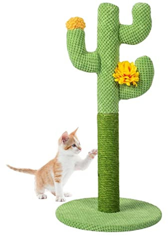 woyufen Griffoir Cactus Arbre à Chat, Poteau Arbre Chat Tour Griffoir pour Petit et Geant Chats en Sisal, 60 x 30cm