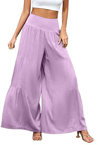Ladies Solid Color Casual Pocket Loose Cotton Patchwork Wide Leg Pants Ladies Trousers Plus Size Stirrup Yoga Pants Rose Gold