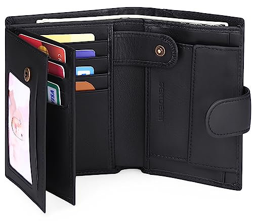 Leder Geldbörse Herren mit RFID-Schutz - Geldbeutel Männer Klein mit Münzfach - Portemonnaie Herren Hochformat - Slim Wallet -16 Fächer für Kreditkarten - Herren Brieftasche Personalisiert,Black