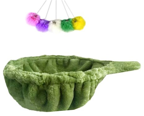 SHENGOCASE 13 Green Nest Basket Lounger Hammock Bed for Cat Tree Cat Tower Replacement, 5-Pack Hanging Toys, Cat Tree Accessories Hammock Attachment (Medium 1pc, Green)