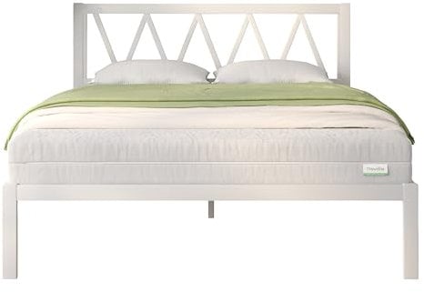 Novilla Rete Letto Matrimoniale 160x190 con Testiera e Pediera, Struttura Letto a Doghe in Legno, Spazio di Archiviazione Sotto al Letto, Perfetto per Tutti Tipi di Materassi, Nero, Bianco