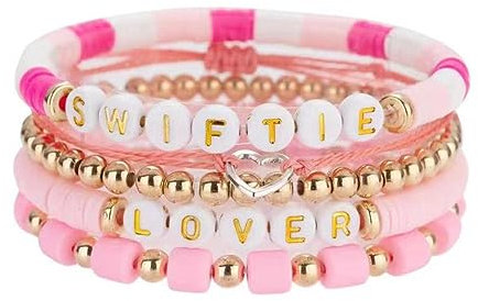 Taylor Freundschaftsarmbänder Bohemia Armbänder Set Wörter Stretch Perlen Zubehör Elastisches Seil Armband Schmuck, Holz Holz Acryl