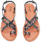 Veittes Frauen Slide Sandalen - Freizeitsandalen mit geflochtenen Zehenringen und Kreuzriemen.(2208001,BK/MF,38.5)