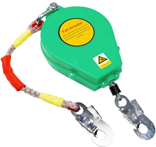VFDZ Dispositivo Anticaduta Retrattile Certificato Tetto 150 kg 3-20m(5m) | 3-20m Imbracatura di Sicurezza Anticaduta Tetto con Gancio Autobloccante, Corda Sicurezza Anticaduta Bloccaggio Automatico