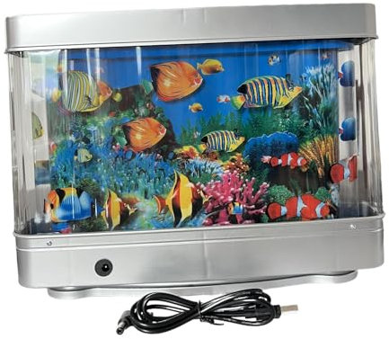 Milageto Aquarium LED Nachtlicht Tischplatte Ornament Imitation Meer Landschaft Künstliche Fisch Tank Umgebungs Licht für Wohnzimmer, Kleiner Fisch