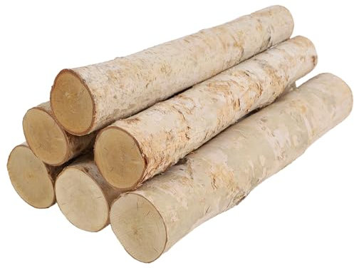 Prsildan Weiße Birkenholzscheite für künstliche Kamine, dekorative natürliche Birken, Äste, Holz, DIY, Feuerstämme, Handwerk für Innen- und Außenbereich, Gas-Füller, Dekoration, 6 Stück