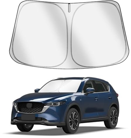 VAWIT Parasol para parabrisas de coche compatible con Mazda CX5 CX-5 2017-2025, accesorios plegable, bloquea los rayos UV y el calor del sol
