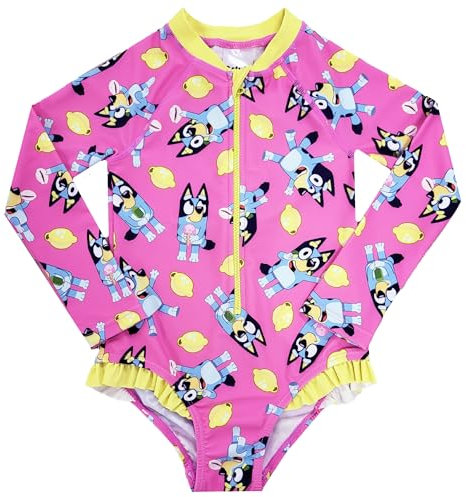 Bluey Girls Swimming Costume Long Sleeved Surf Swim Suit (Bluey Surf Suit, 2-3 Years)