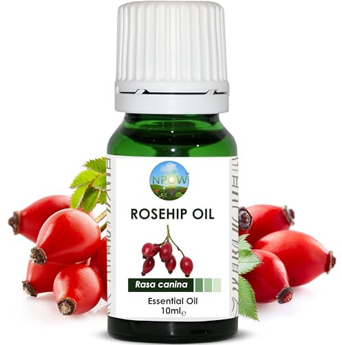 NPOW Rosehip Essential Oils - Rosehip Oil for Face, Hair, Nails & Body Oil, Face Natural Cold Pressed for Skin, Fine Lines & Scars 10 ml