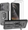 DERHAN Case for Xiaomi POCO F6 with Tempered Glass [2 Pieces], Scratch Resistant Case with Lens Cap [Protects Camera], Shockproof Case Cover Bumper with Ring Stand - Black