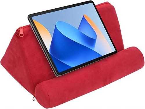 Kelepu Tablet Kissen Halter, Tablet Ständer Abnehmbare Tablet Halterung Bett Kissen für Schoß Tisch, Tablet Kissenständer mit Tasche Stifthalter für Telefonhalter E-Reader Smartphones Tablet