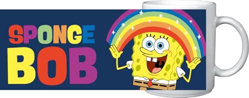 United Labels Spongebob Schwammkopf Tasse für Kinder 230 ml, Rainbow, Kindertasse aus Keramik, Kinderbecher