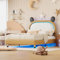 BXEYXE Kinderbett Polsterbett 140 * 200 cm, mit LED-Beleuchtung, flaches Bett aus zweifarbigem Kunstleder, verstellbares Kopfteil, Doppelbett Jugendbett, flaches Bett mit Lattenrost,Gelb-Braun