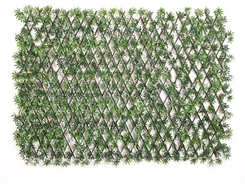 Künstliche Hecke Efeu Sichtschutz, Balkon Sichtschutz Kunstpflanzen Sichtschutzfächer für Balkon Garten, 100x200 cm, Ausziehbar Größe (Blätter B)