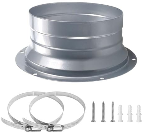 Conector de brida de pared, 150 mm Brida de tubo recta, Brida de tubo recto de metal, Adaptador de pared para manguera, Conector de conducto de ventilación de metal, adecuado para la conexión