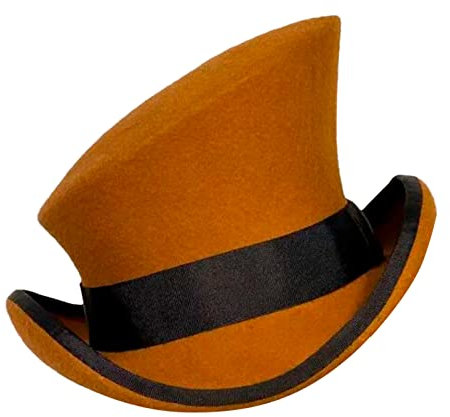 Asymmetrischer Zylinder, Wollhut, Damen, Herren, Unisex, Steam Punk, Hut, modischer Schleife, dekorativer Hut, Wollhut mit Ohren, braun, Einheitsgröße